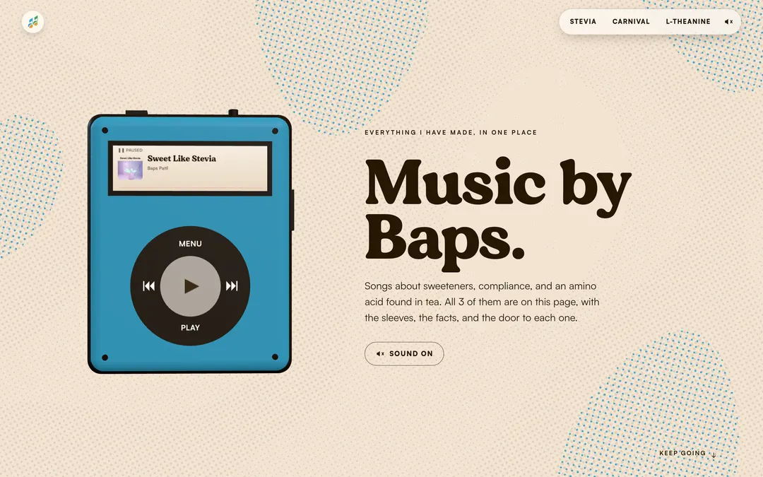 Music by Baps, its live page