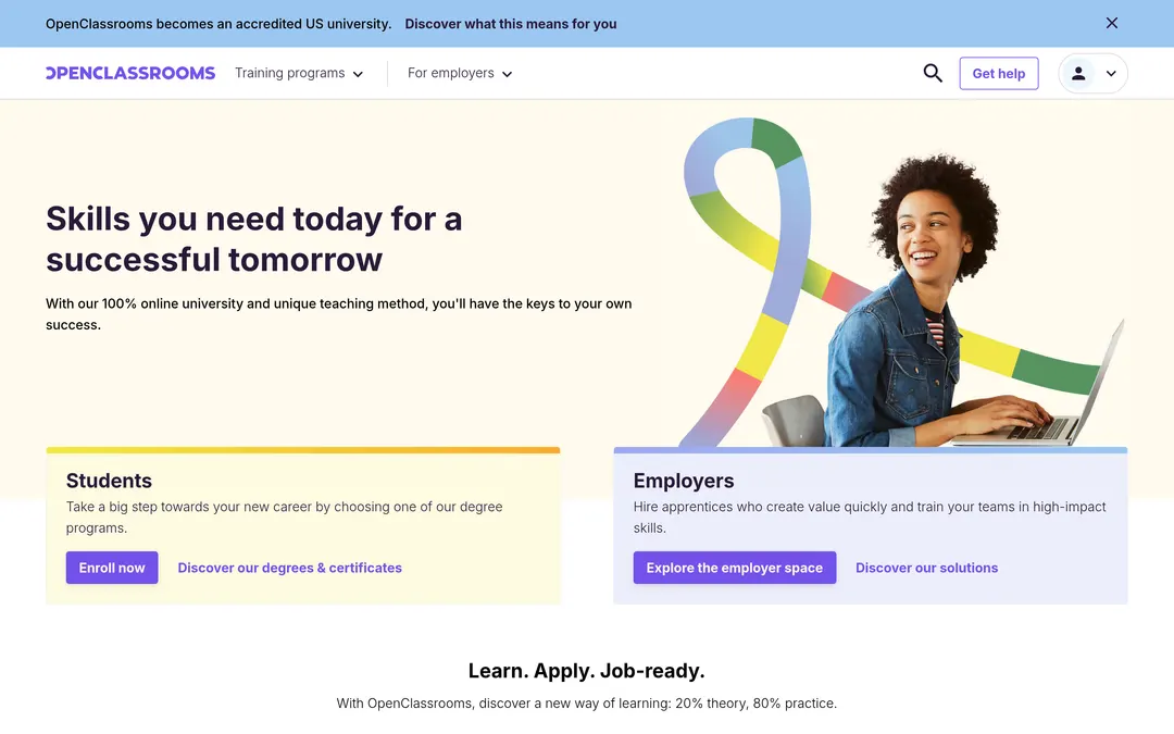 OpenClassrooms, its live page