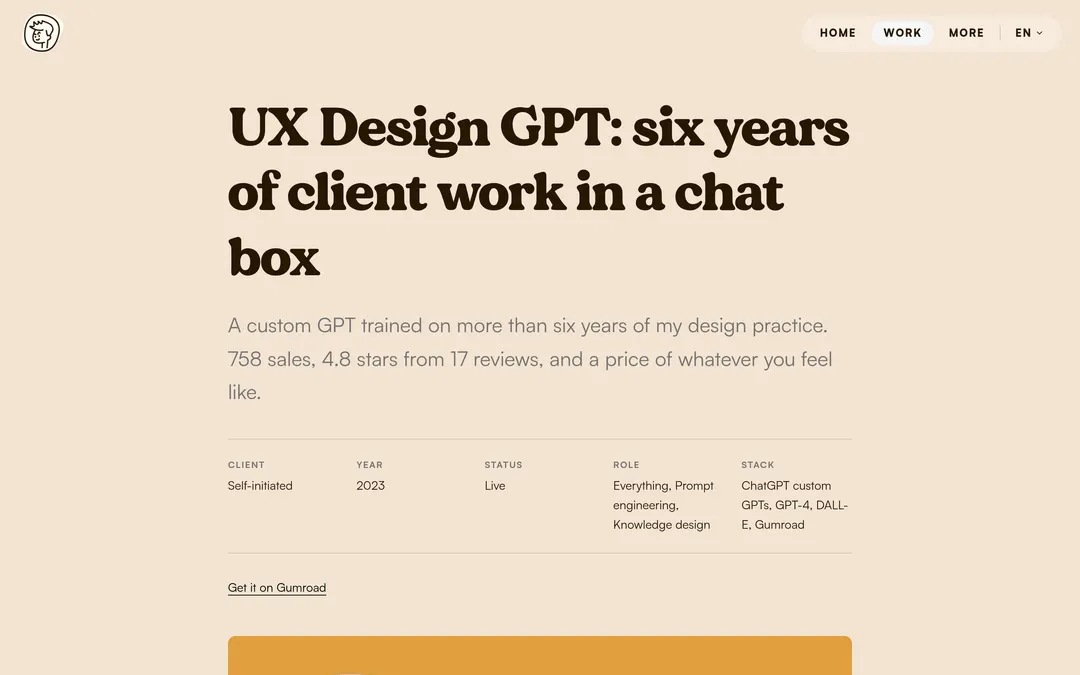UX Design GPT, its live page